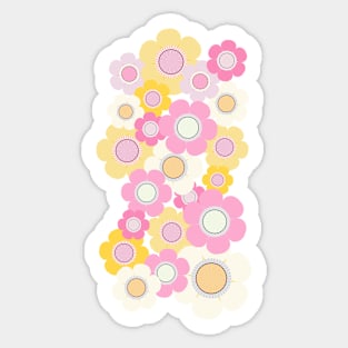 Yellow and pink floral border over yellow background Sticker